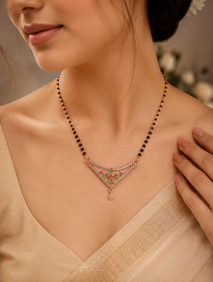 Floral Sparkle AD Mangalsutra