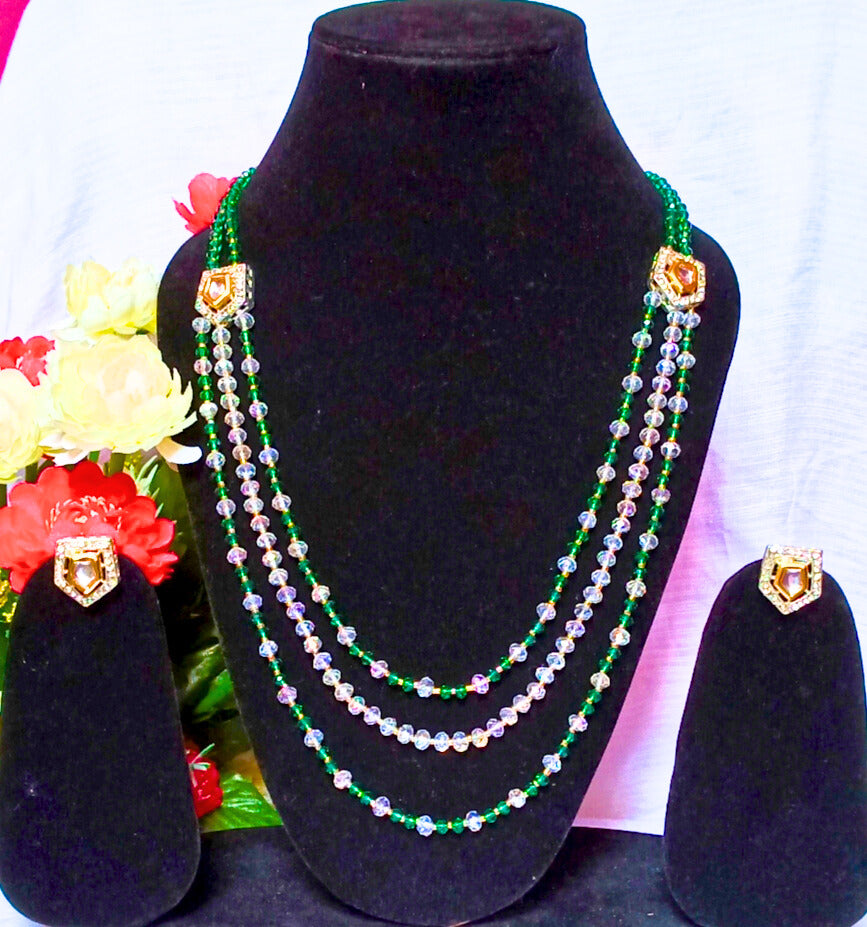 3 Leyar Green Kundan Necklace