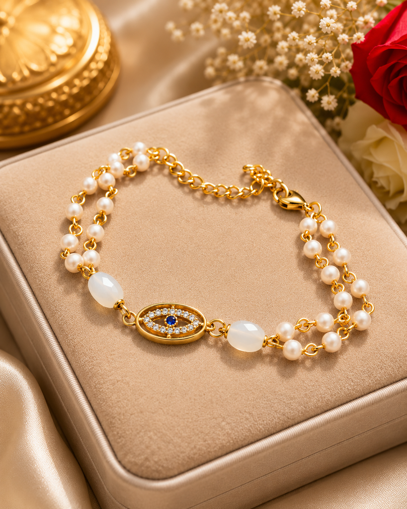 Evil Eye Pearl Bracelet