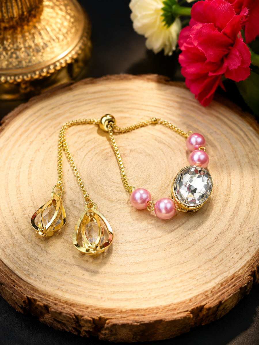 Crystal Kundan Pearl Bracelet