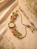 Lotus Pearl Kundan Watch Bracelet