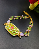 Green Enamel Kundan Beads Bracelet