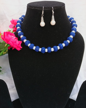 Blue Cottan Beads Necklace