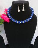 Blue Cottan Beads Necklace