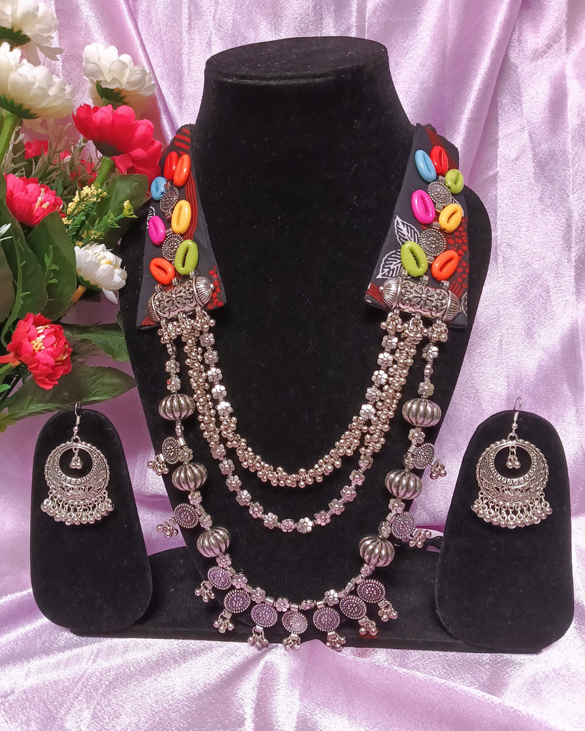 ROYAL OXIDE STATEMENT NECKLACE WITH EARINGS