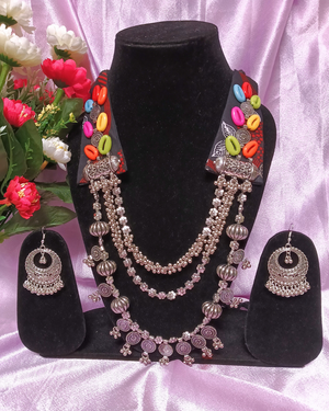 ROYAL OXIDE STATEMENT NECKLACE WITH EARINGS