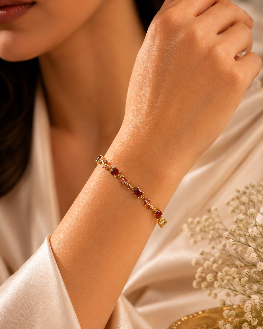 Ruby Bloom Crystal Bracelet
